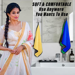 Heart Home Cleaning Towel | Reusable Cleaning Cloths for Kitchen | Duster Towel for Home Cleaning | 400 GSM Cleaning Cloth Towel with Hanging Loop | 40x60 | Pack of 3 | Yellow