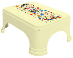 Heart Home Disney Team Mickey Print Square Plastic Bathroom Stool, Adults Simple Style Stool Anti-Slip with Strong Bearing Stool for Home, Office, Kindergarten (Cream) -HS_35_HEARTHS17260