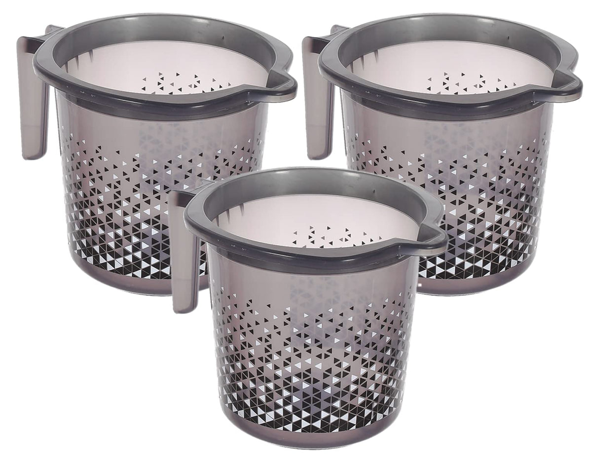 Heart Home Tinted Print Plastic Bathroom Mug 1.5 Litre- Pack of 3 (Black)-46HH0237