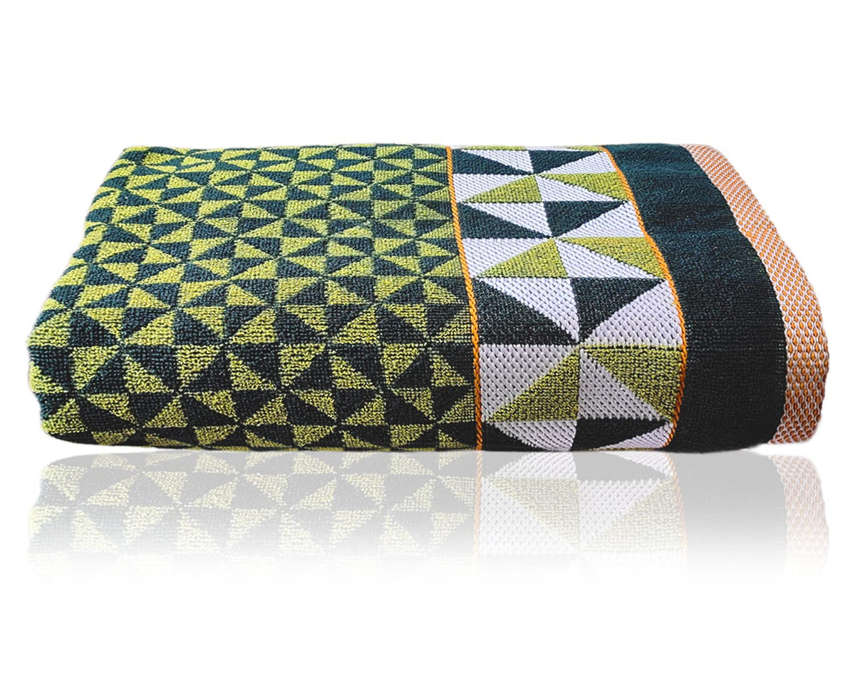 Heart Home Multiuses Tringle Printed Soft Cotton Bath Towel, 30"x60"(Green)