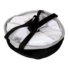 Kuber Industries Round Non Woven Fabric Foldable Laundry Basket, Toy Storage Basket, Cloth Storage Basket With Handles,45 Ltr (Set Of 2, Grey & Black)-KUBMART11448
