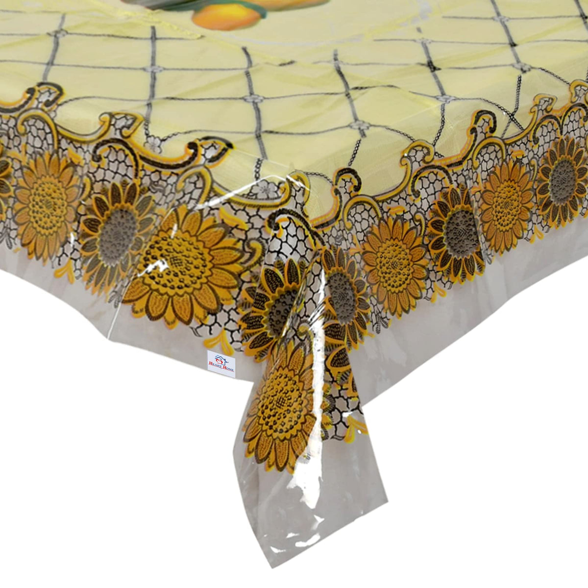 Heart Home Fruits Printed PVC 4 Seater Center Table Cover 40"x60" (Yellow)