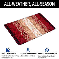 Heart Home Door Mat | Door Entrance Mat | Door mat for Entryway | Floor Door Mat | Door Mats for Outdoor & Indoor | Door Mat for Home | Maroon Patta Rainbow Door Mat | Pack of 2 | Cream