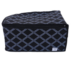 Kuber Industries Check Print Non-Woven Foldable Blouse Cover|Clothes Cover For Home & Traveling With Transparent Window Pack of 3 (Black)