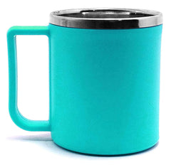Kuber Industries Medium Size Plastic Steel Cups for Coffee Tea Cocoa, Camping Mugs with Handle, Portable & Easy Clean, Set of 2 (Green), Standard (HS39KUBMART022615)