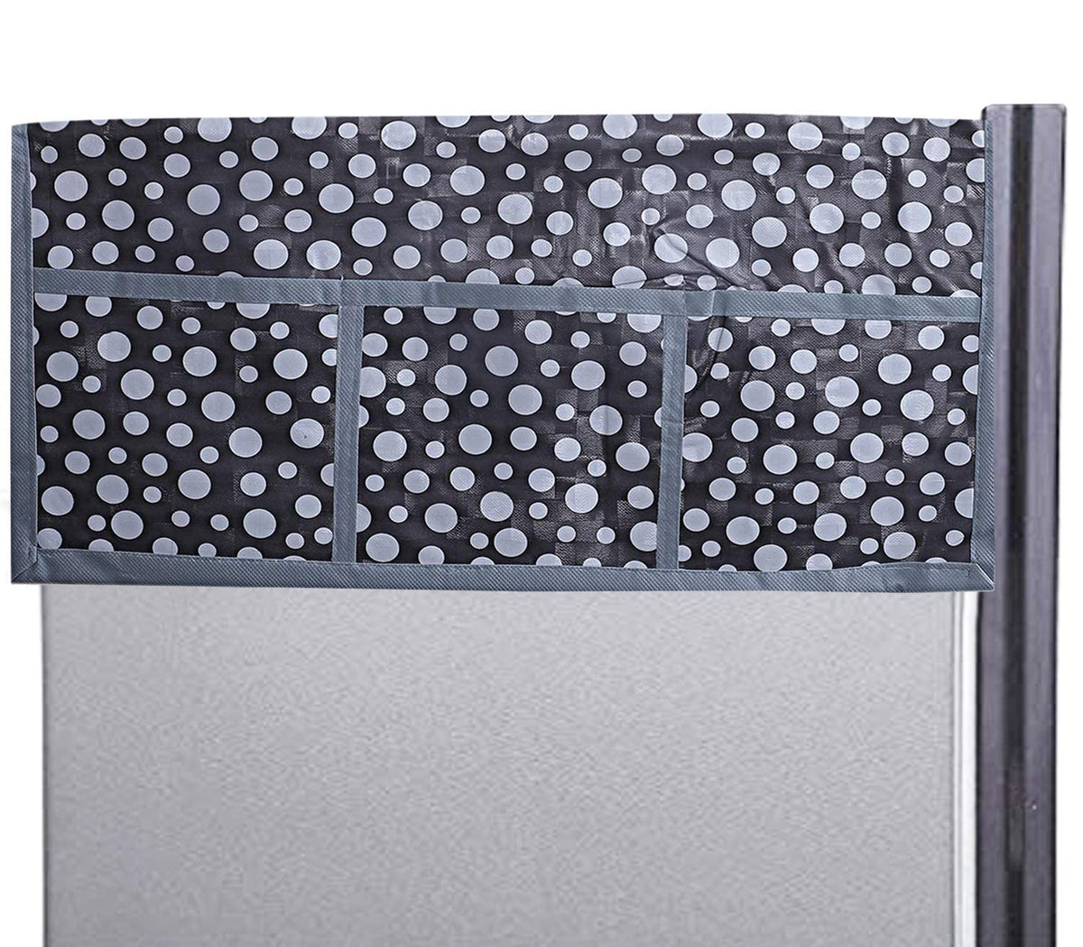 Kuber Industries Lining Net Design Cotton Fridge Top Cover - Grey, Standard (CTKTC02098)