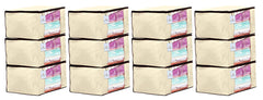Heart Home 12 Piece Non Woven Fabric Saree Cover Set with Transparent Window, Extra Large, Ivory CTHH14127
