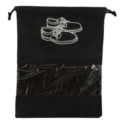 Heart Home 18 Piece Non Woven Travel Shoe Cover, String Bag Organizer, Black CTHH16023