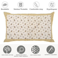 Kuber Industries Leaf Print Cotton Pillow Cover- 17x27 Inch, Set of 2 (Beige)