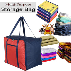 Kuber Industries Large Lightweight Foldable Multipurpose Storage bag, Cloth Organiser, Travel Bag With Zippered Closure And Handle (Red & Blue)-HS43KUBMART26692