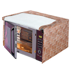 Kuber Industries 3D Checkered Design PVC Microwave Oven Full Closure Cover for 20 Litre (Light Brown)-KUBMART09977