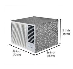 Kuber Industries PVC Check Print Dustproof Window A/C Cover For Outdoor For 1.5 Ton (Grey)