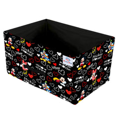 Heart Home Disney Mickey Print Non Woven Fabric Modular Closet Organizer Box with Handle Set Of 4(Black)-HHEART16031