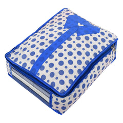 Kuber Industries Dot Print Non-Woven Shirt Cover/Clothing Organizer/Wardrobe Organizer For Home, Traveling Pack of 2 (Blue) 54KM4178