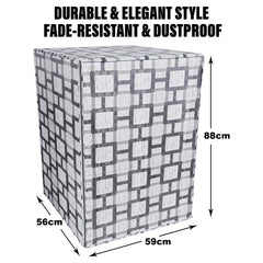 Heart Home Washing Machine Cover | Big Check Washing Machine Cover | Soft PVC | Front Load Washing Machine Cover | Gray