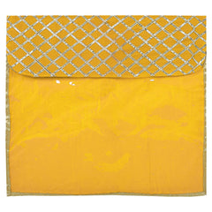 Heart Home Seamless lattice Design Satin Foldable, Lightweigth Single Saree Cover/Organiser For Wardrobe With Transparent Top- Pack of 4 (Yellow)-50HH01333