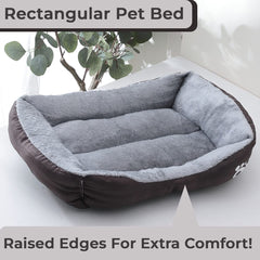 Urbane Home Dog & Cat Bed|Polyester Face with Cotton & Polyester Filling|Comfortable and Durable|Rectangle Pet Bed For Enhanced Stretching Space|Machine Wash|QY036BR-L|Brown