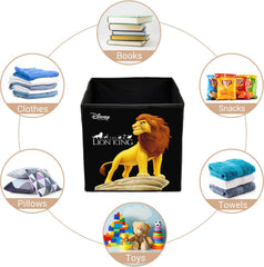 Heart Home Non-Woven Loin King Print Flodable Storage Box/Wardrobe Organizer For Home Decor, Pack of 2 (Black) 54HH4253.