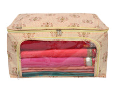 Kuber Industries Floral Print Non-Woven Saree cover With Large Pocket For Saree, Lehenga, Suit & Transparent Window, Pack of 2 (Pink) 54KM4165