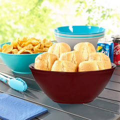 Kuber Industries Ceramic Soup Bowls, Plastic Bowls Set, Chip Resistant, Dishwasher & Microwave Safe for ,Rice,Soup,Pasta,Salad Bowls, 1000 Ml (Set of 9) Brown-KUBMART15656