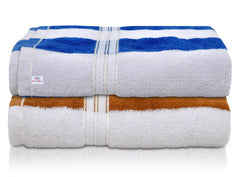 Heart HomeLining Design Super Soft, Fluffy, and Absorbent, Cotton Bath Towel Perfect for Daily Use, 30"x60", Pack of 2 (Brown & Blue)