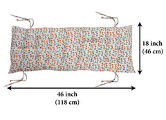 Heart Home Flower Printed Microfiber Comfortable, Soft, Long Back & Seat Rocking Chair, Lounger Cushion for Indoor/Outdoor with Ties, 18 * 46 Inch (White)