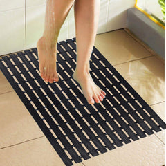 Kuber Industries Hard Plastic Anti Skid Bath Mat 18x23.5“ (Black) -CTKTC8550