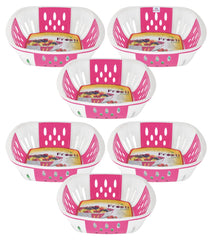 Heart Home Large Plastic Fruit, vegetable Storage Basket- Pack of 6 (Pink)-HS42KUBMART25365