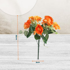 Kuber Industries Artificial Flowers for Home Décor|Natural Looking Indoor Fake Flowers for Vase|Artificial Flowers for Decoration|Without Basket (Orange)
