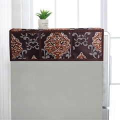 Kuber Industries Floral Design Cotton Fridge Top Cover 38"X21" (Blue), Ctktc13805, Standard- 1 Unit