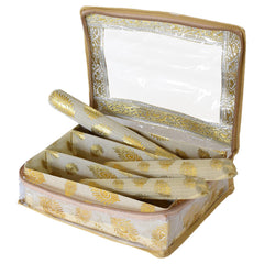 Heart Home Feather Design Laminated 3 Rod Box, Organizer For Bangle, Watches, Bracelets, Jewellery With Tranasparent Top (Gold)-47HH0178