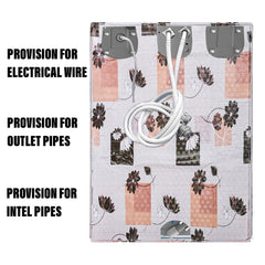 Heart Home Washing Machine Cover | Brown Flower Print Washing Machine Cover | PVC Top Load Fully-Automatic Washing Machine Cover | Cream