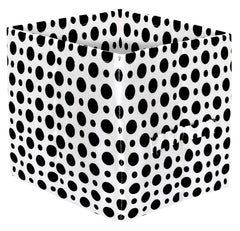 Kuber Industries Dot Print Non Woven 6 Pieces Fabric Foldable Storage Cubes For Toy,Books,Shoes Storage Box With Handle,Extra Large (Black)-KUBMART16116