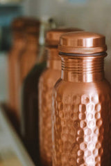 Heart Home Copper Hammered Design Leak Proof Water Bottle For Home, office, Traveling. 1 Ltr (Brown)