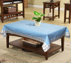 Kuber Industries Check Design PVC 4 Seater Center Table Cover 40"x60" (Blue)-HS43KUBMART25567, Standard
