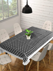 Heart Home Dot Print PVC Dining Table Cover/Table Cloth for Home Decorative Luxurious 6 Seater, 60"x90" (Black) 52HH3947