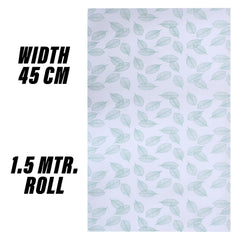 Heart Home Shelf Liner | EVA Kitchen Cabinet Shelf Mat | Anti-Slip Bathroom Mat | Fridge Mat | Table Mat | Green Leaf Print Wardrobe Mat | 1.5 Meter | White