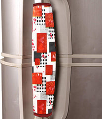 Heart Home Hearts Design PVC 2 Pieces Fridge/Refrigerator Handle Cover (White & Maroon) CTHH5397, Standard