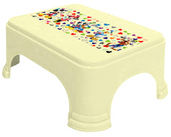 Kuber Industries Disney Team Mickey Print Square Plastic Bathroom Stool, (Set of 3, Cream) -HS_35_KUBMARTS17264