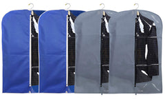 Kuber Industries 4 Pieces Half Transparent Non Woven Men's Coat Blazer Suit Cover (Grey & Royal Blue) -CTKTC41518