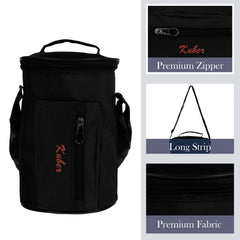 Kuber Industries Lunch Bag | Canvas Waterproof Tiffin Bag for Office | Adjustable Shoulder Strap with One Small Zipper Pocket | Black