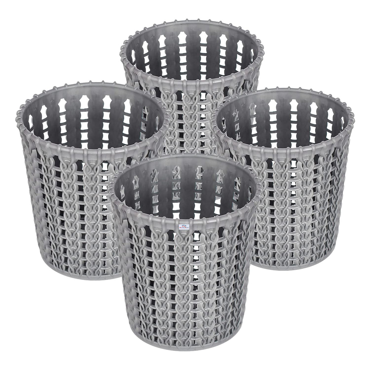 Heart Home Pen or Pencil Holder|M10 Plastic Storage Organizer|Round Cutlery Holder|Stationery Holder for Office & Home|Pack of 4 (Grey)