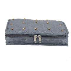 Heart Home Satin Beads Design Jewellery Pouch Cum Makeup Organiser Kit (Grey) HEART2892