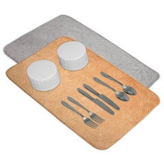 Heart Home Dish Dry Mat | Microfiber Self Drying Mat | Kitchen Drying Mat | Water Absorbent Kitchen Mat | Embossed Dish Dry Mat | 50x70 | Pack of 2 | Golden & Gray