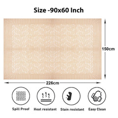 Heart Home Dining Table Cover | Cashew Design Dining Table Cover | Shinning Net Dining Table Cover | Table Cover for Home D�cor | 60x90 | Golden