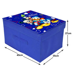 Heart Home Non-Woven Mickey & Friend Print Flodable Storage Box/Wardrobe Organizer With Lid For Home Decor, Pack of 2 (Blue) 54HH4229.