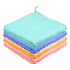 Kuber Industries Cleaning Towel|Microfiber Reusable Cloths|400 GSM Highly Absorbent Towel for Kitchen with Hanging Loop|Car|Window|40x40 Cm|Pack of 4 (Multicolor)