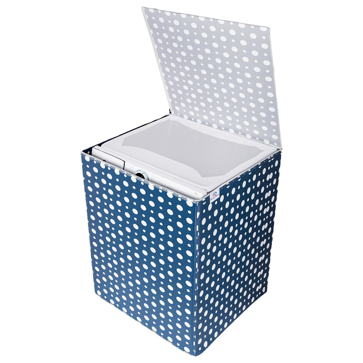 Heart Home Washing Machine Cover | Dot Print Washing Machine Cover | PVC | Top Load Fully-Automatic Washing Machine Cover | Blue