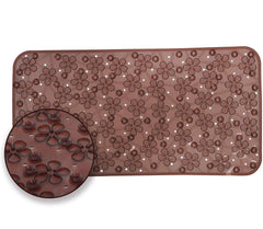 Kuber Industries CTKTC032658 Flower Design PVC Non Slip Bath Mat with Suction Cups (27"x14", Brown)