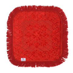 Heart Home Velvet Flower Print Pooja Aasan/Prayer Aasan/Meditation Mat for Home Pack of 3 (Red) 54HH4130.
